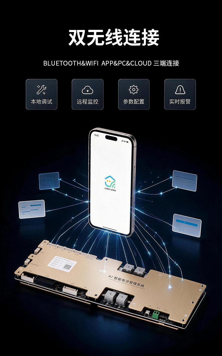 双无线连接：蓝牙与WiFi，APP、PC、云端三端连接